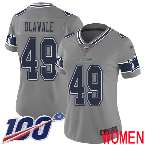 Women Dallas Cowboys Limited Gray Jamize Olawale #49 100th Season Inverted Legend NFL Jersey